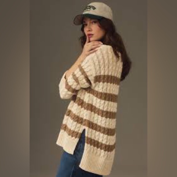 Pilcro Anthropologie Longline Stitch Sweater | Color: NEUTRAL | NEW/NWOT!!🤎🤎 - Picture 9 of 12